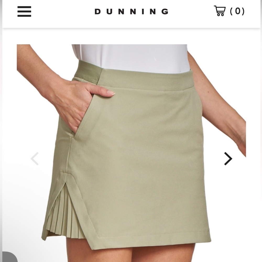 Dunning Sage Green Pleated Side Mini Skirt